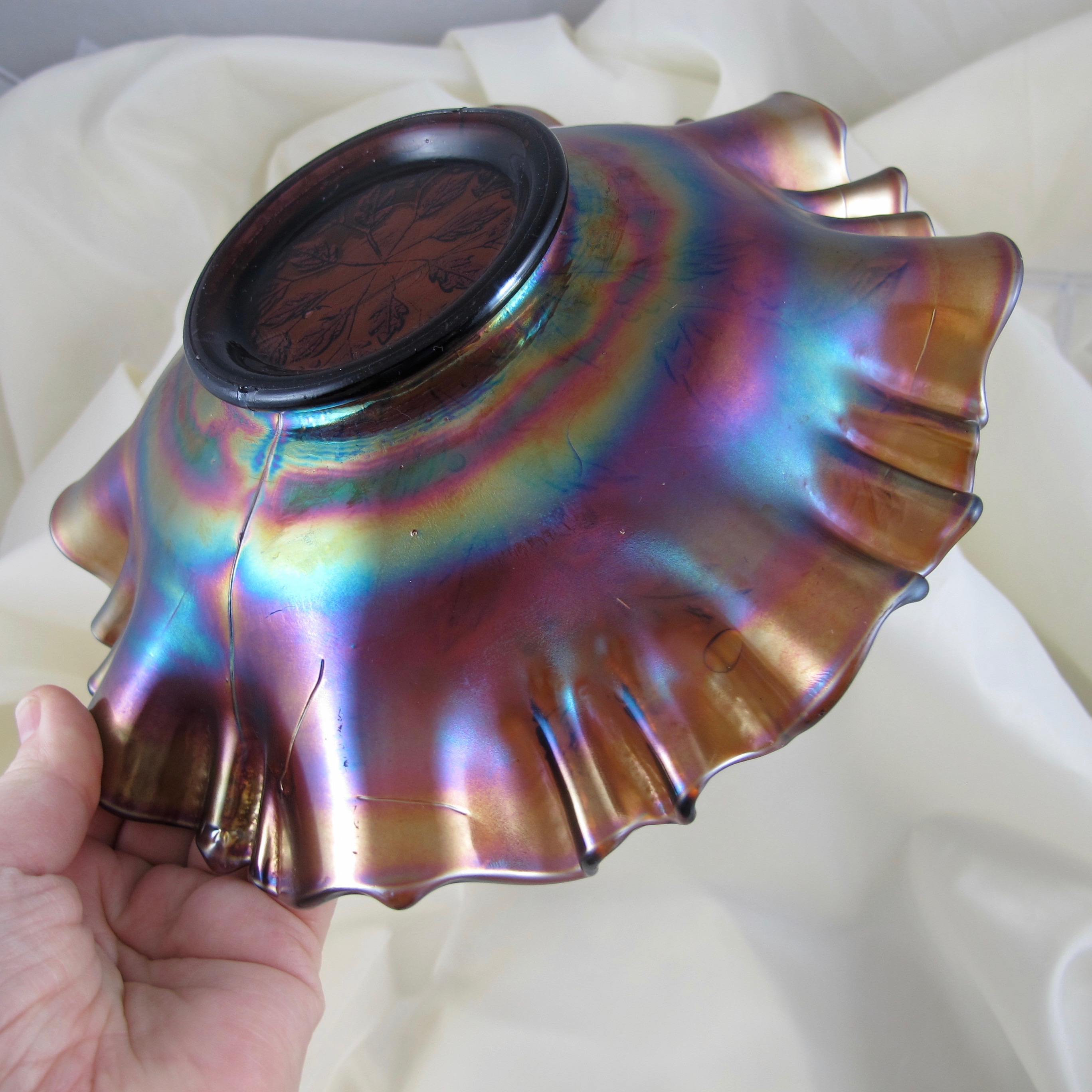 Antique Fenton Holly Amethyst Carnival Glass 3N1 Bowl Carnival Glass