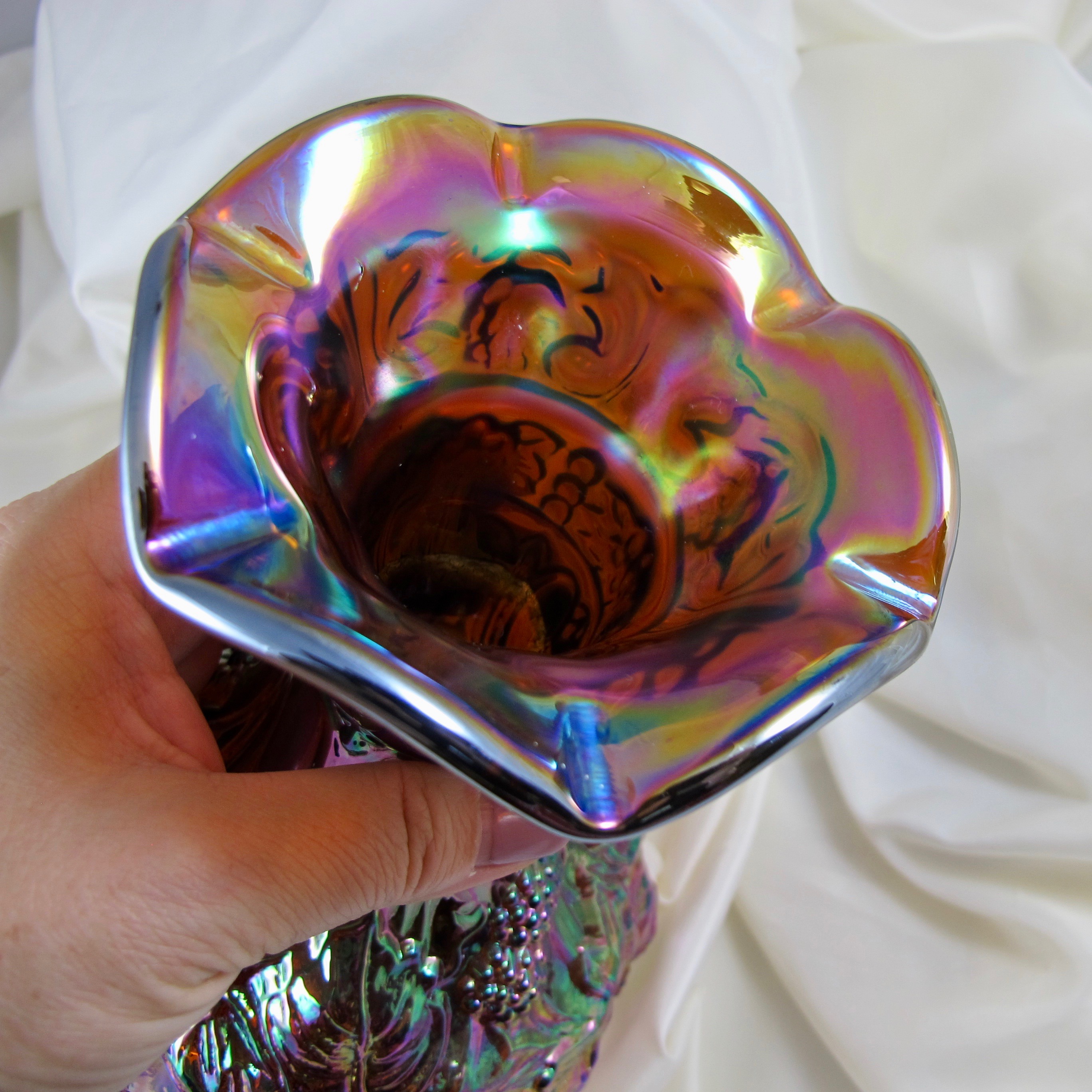 Imperial Amber Loganberry Carnival Glass Large Vase Carnival Glass