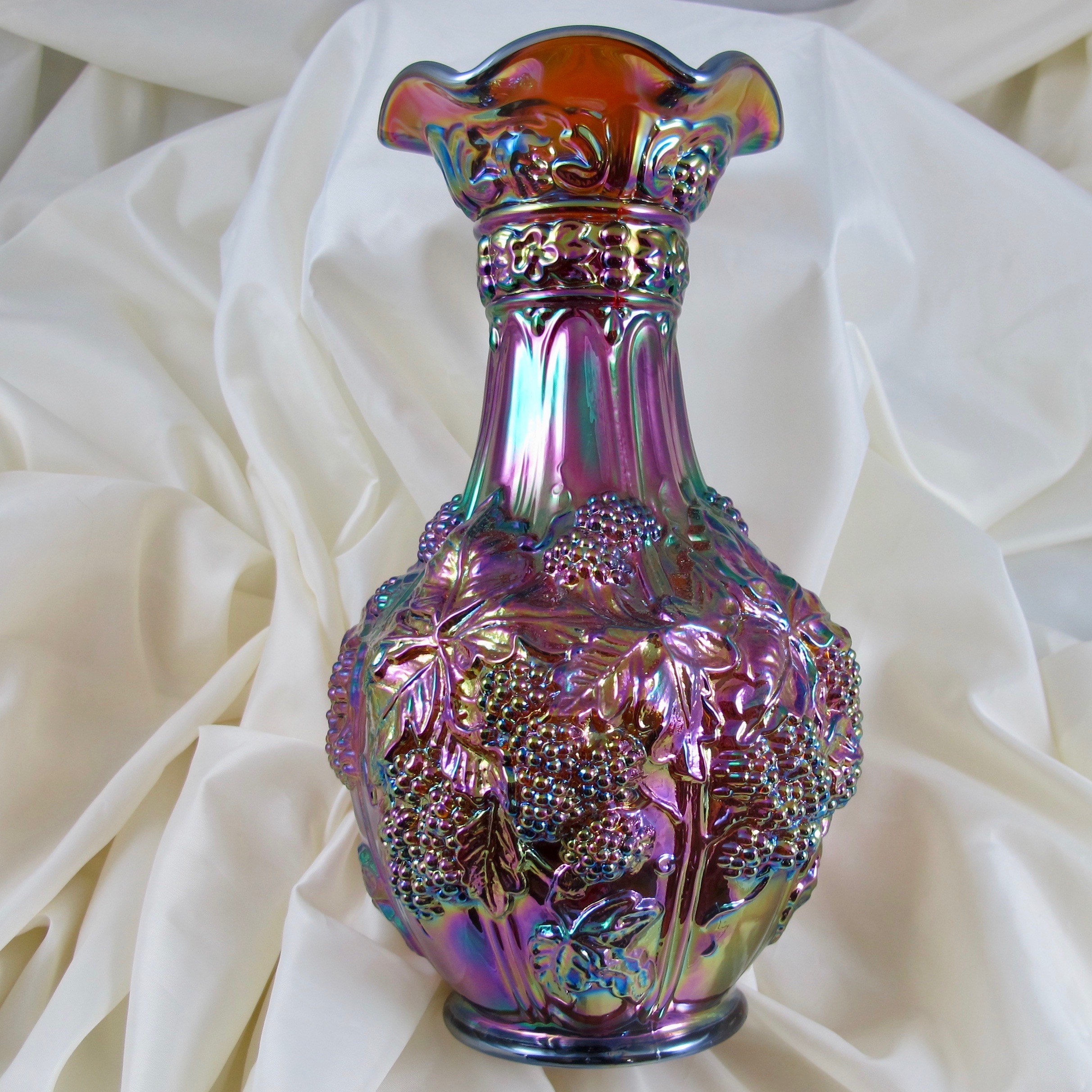 Imperial Amber Loganberry Carnival Glass Large Vase Carnival Glass