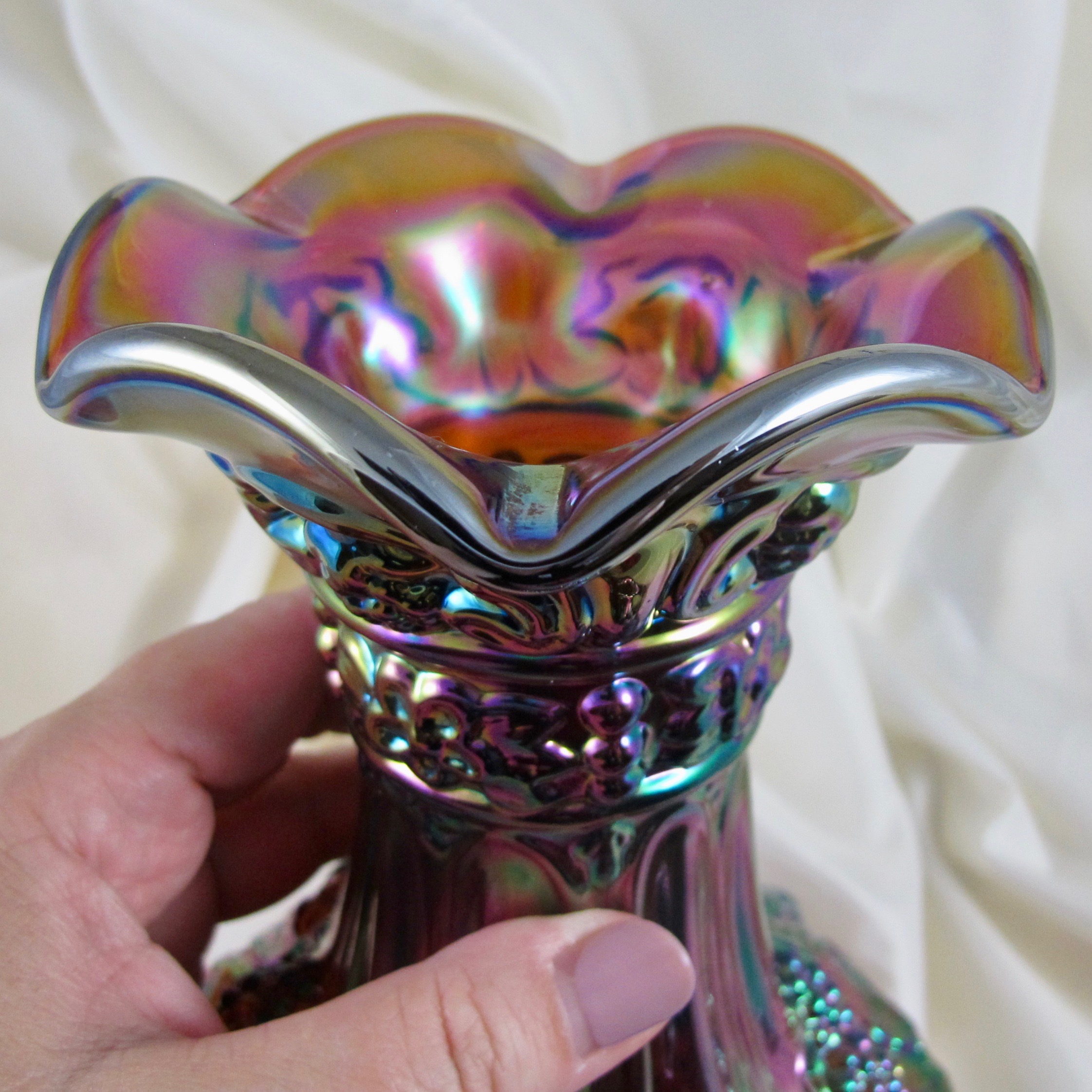 Imperial Amber Loganberry Carnival Glass Large Vase Carnival Glass