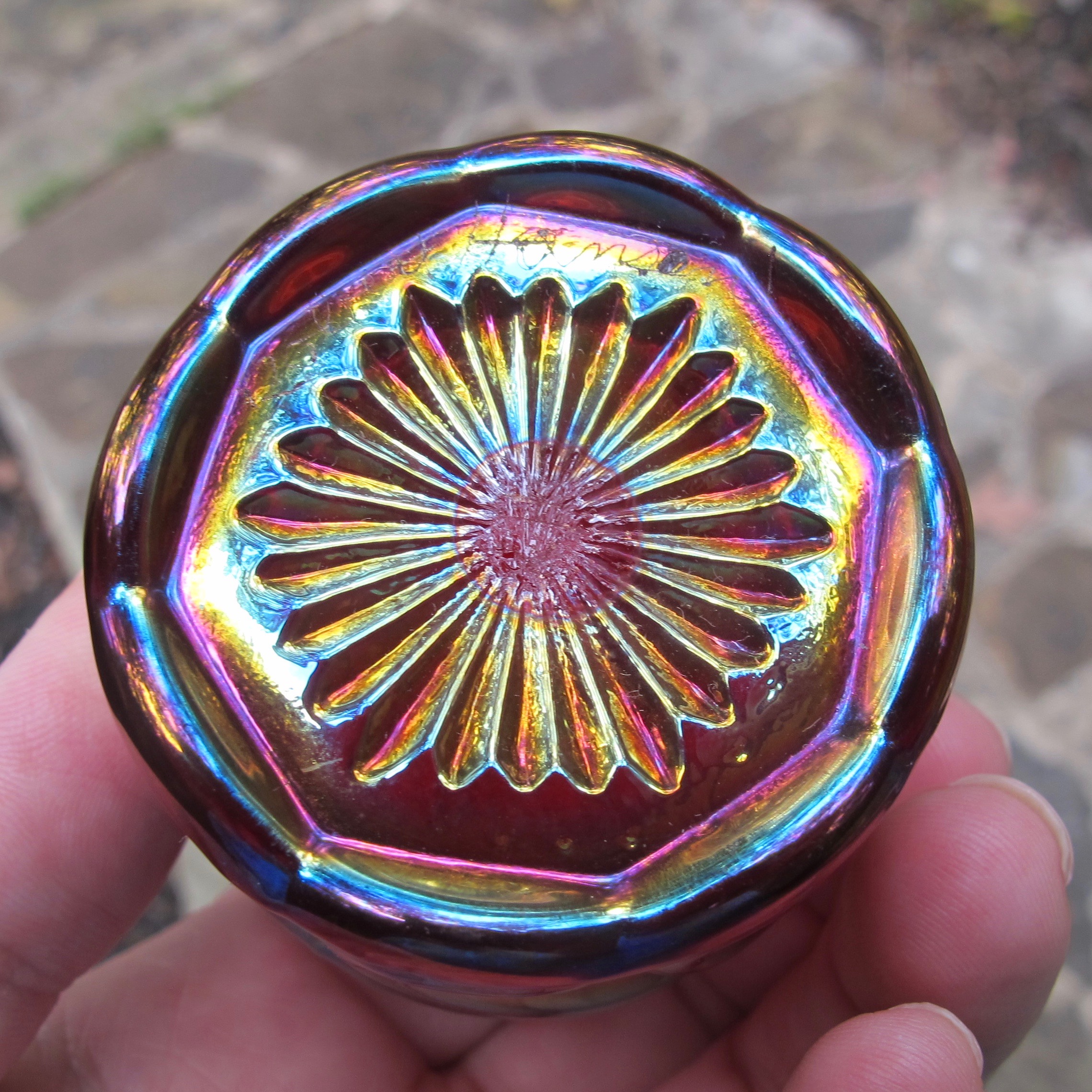 Robert Hansen Red Srepeat Carnival Glass Toothpick Holder Carnival Glass