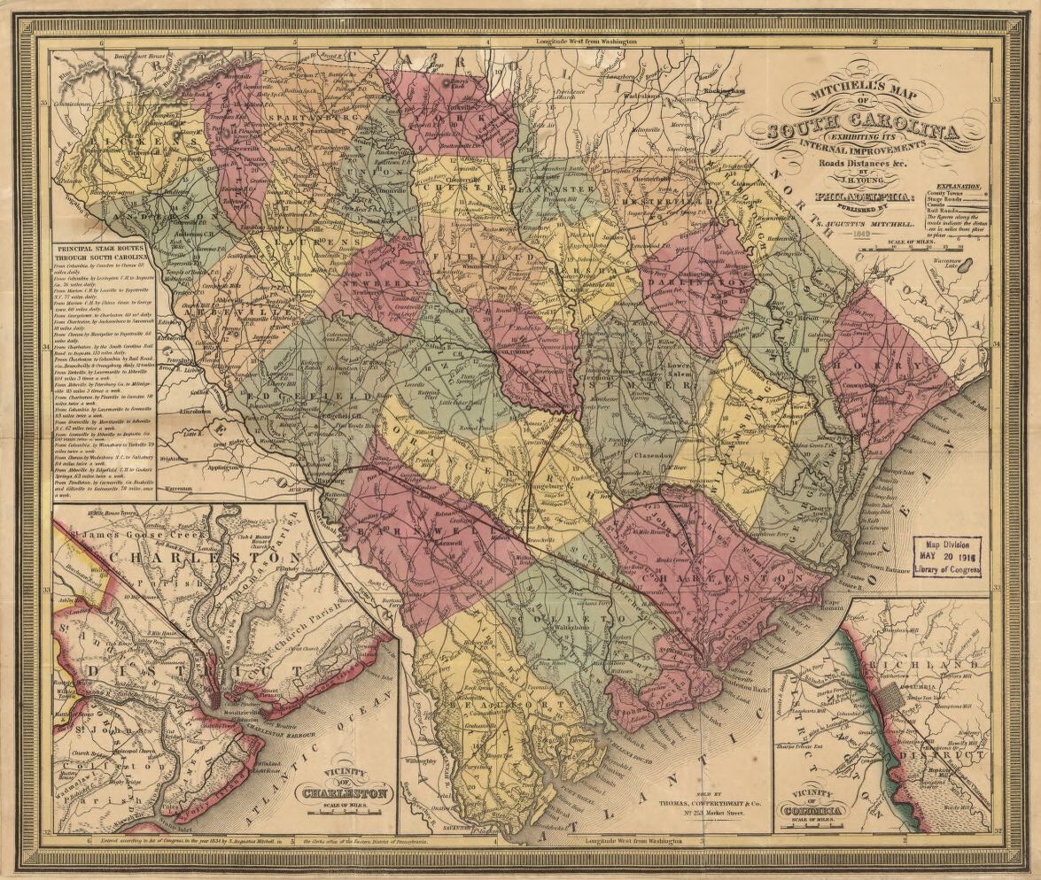 1849 Map of South Carolina English