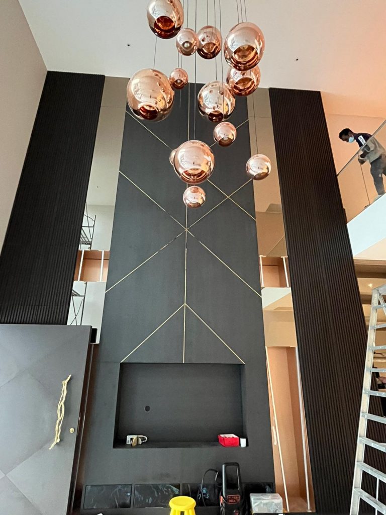 Work In Progress Grand Double Height Feature Wall Carpentry Singapore