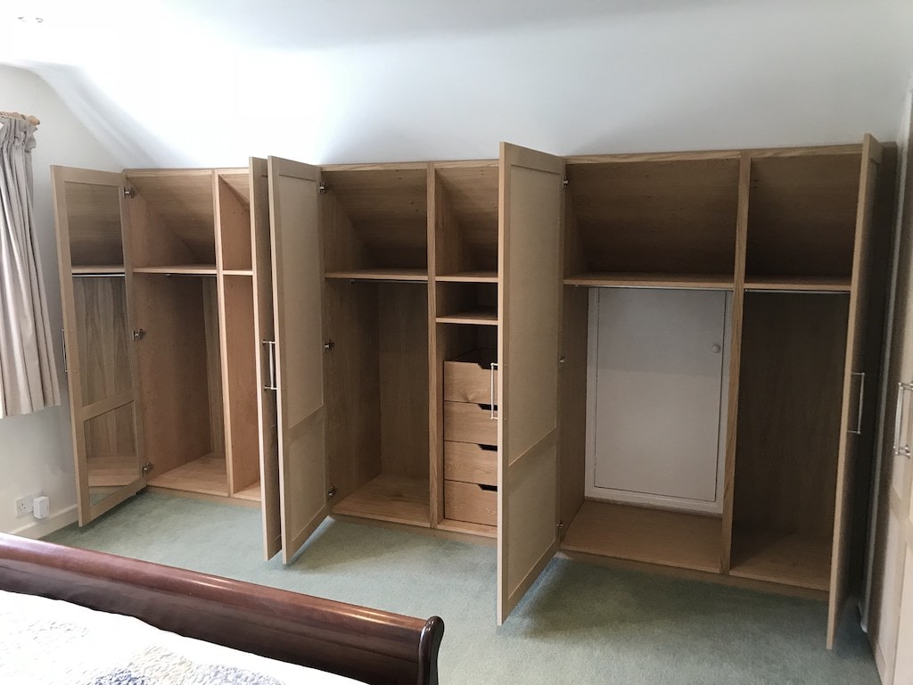 Oak Veneer Bespoke Wardrobe Carpentry by Craig Ross