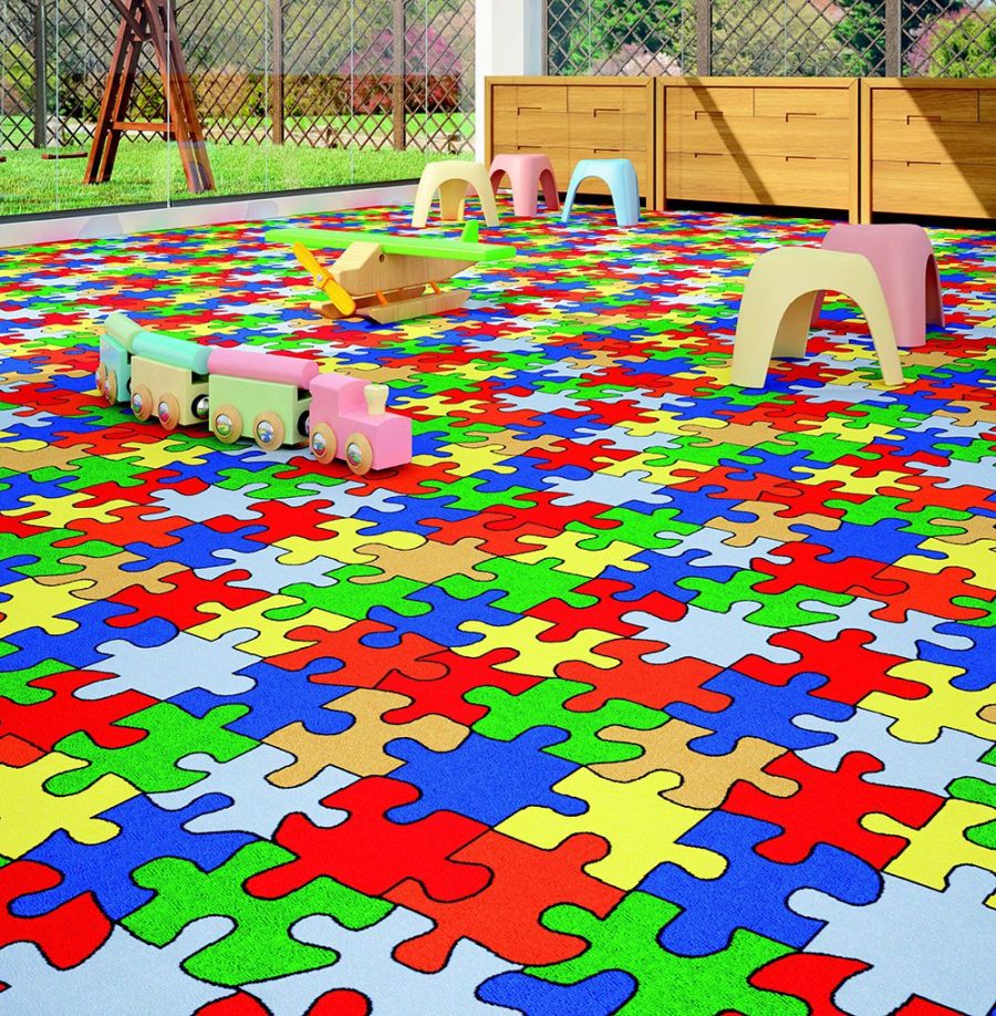 Confetti Puzzle 01 Blue Children’s Room Carpet Carpetsbook