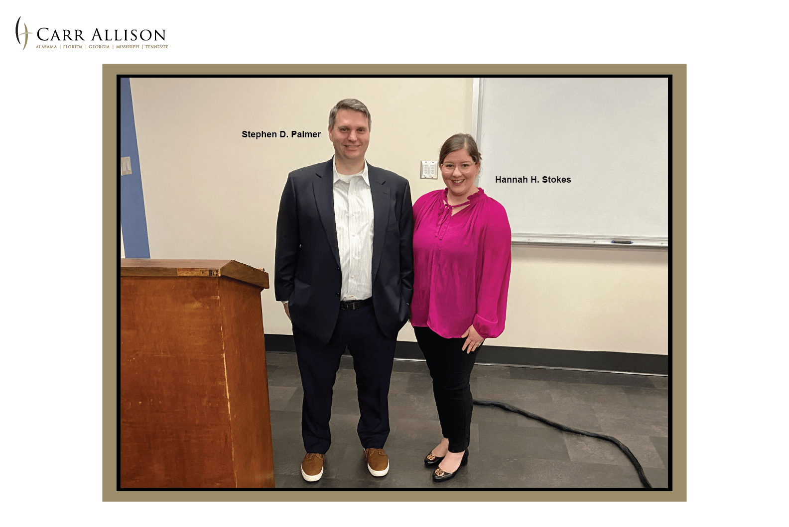 Stokes and Palmer Speak at Cumberland School of Law Carr Allison