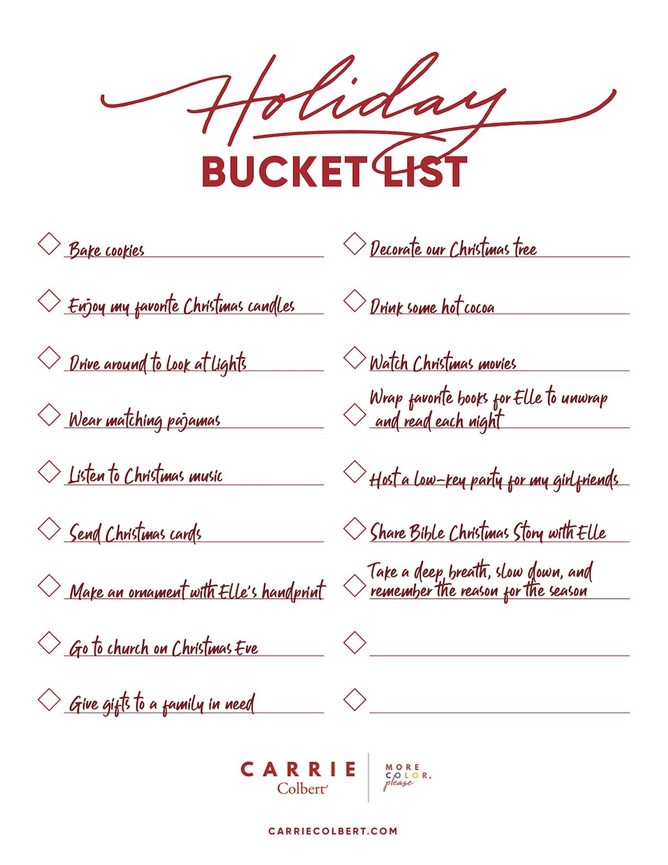 My Holiday Bucket List and Why You Should Make One Carrie Colbert