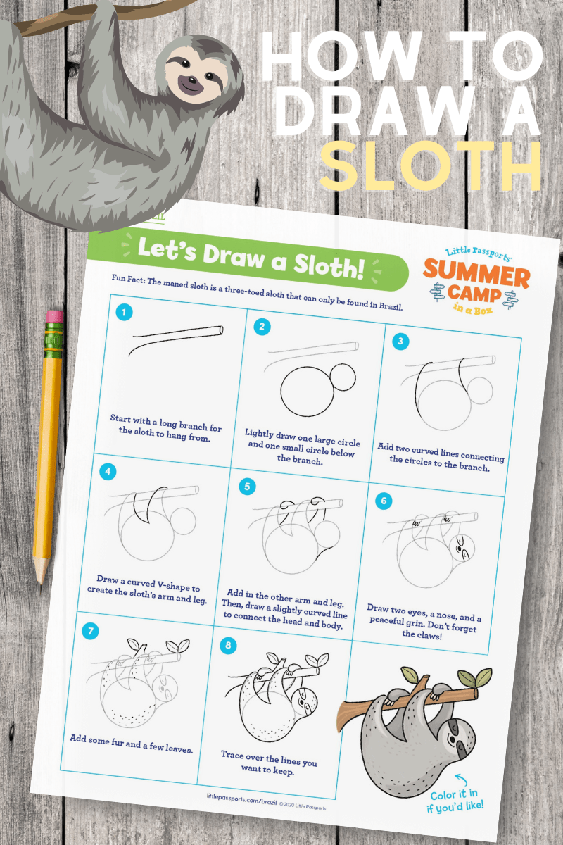How to Draw a Sloth Printable Carrie Elle