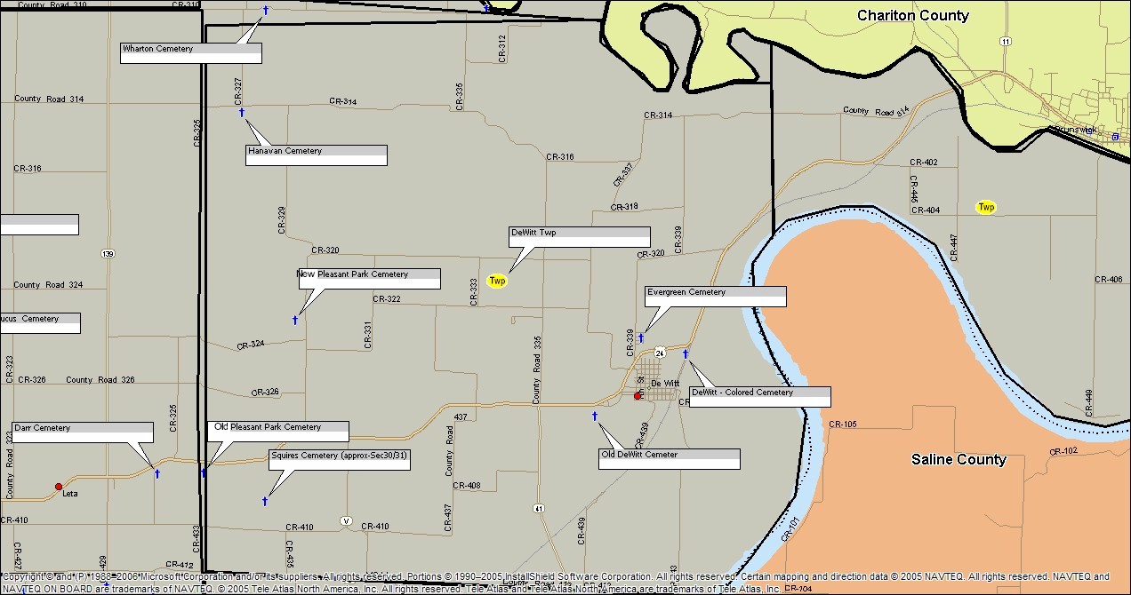 Carroll County, Missouri, Gen Project Cemetery Map, Dewitt Township
