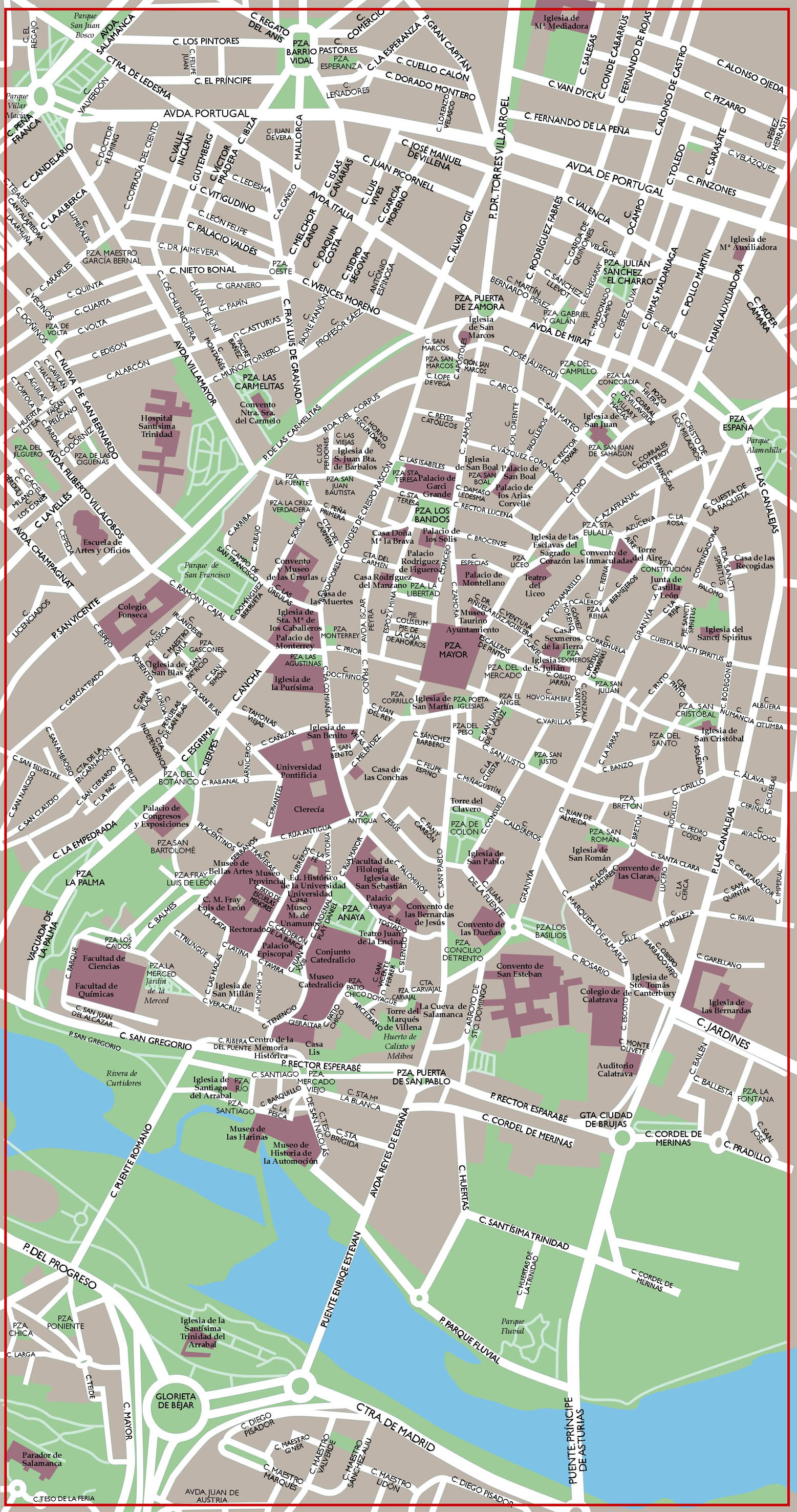 Salamanca Carte vectorielle,Plan de ville, fonds de cartes