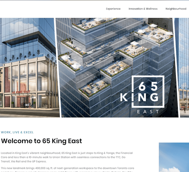 65 King East Launches New site Carttera
