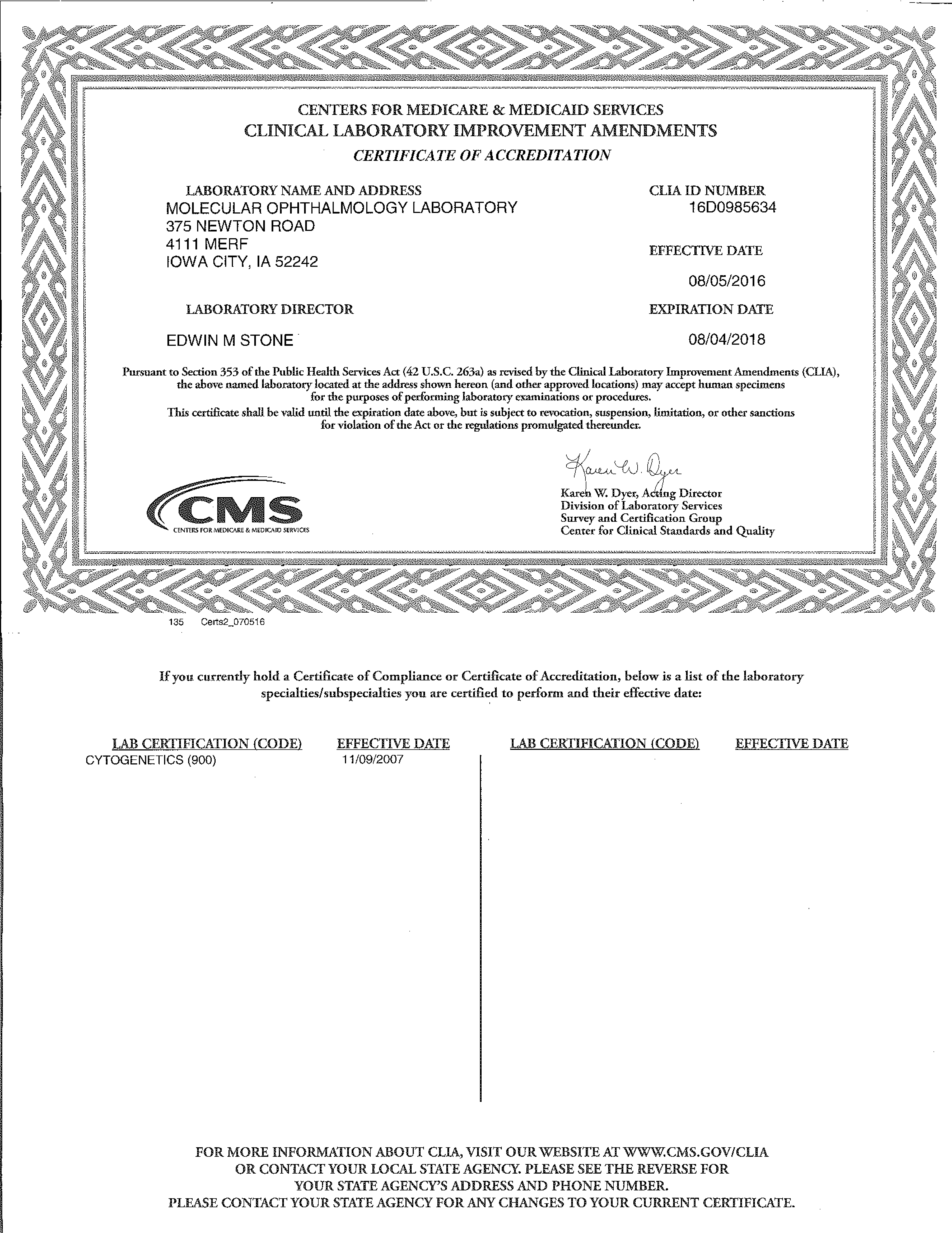 Clia Waiver Certificate Printable Certificate