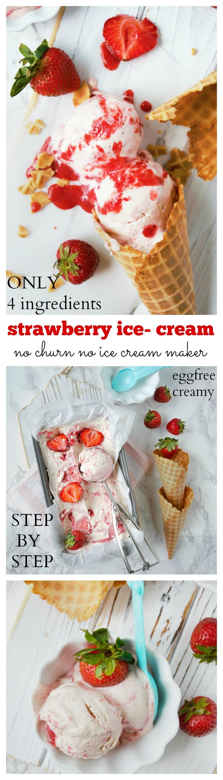 Easy eggless strawberry icecream without an icecream maker