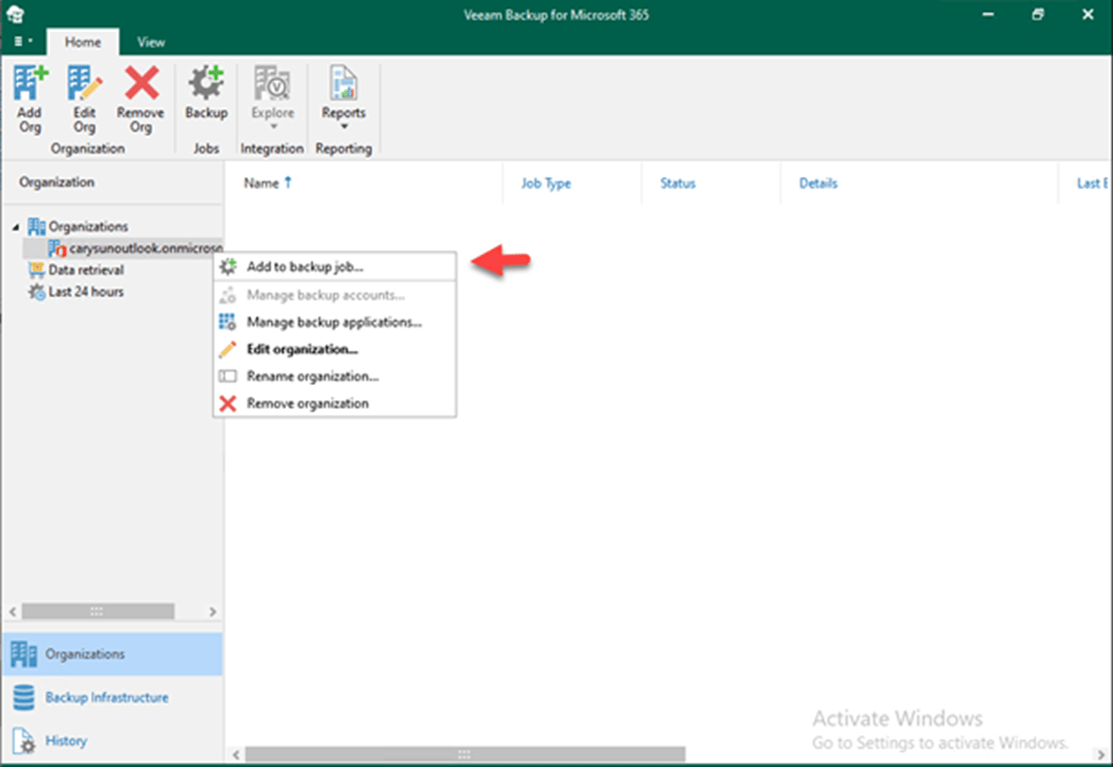 How to create a backup job with local repositories to backup the entire