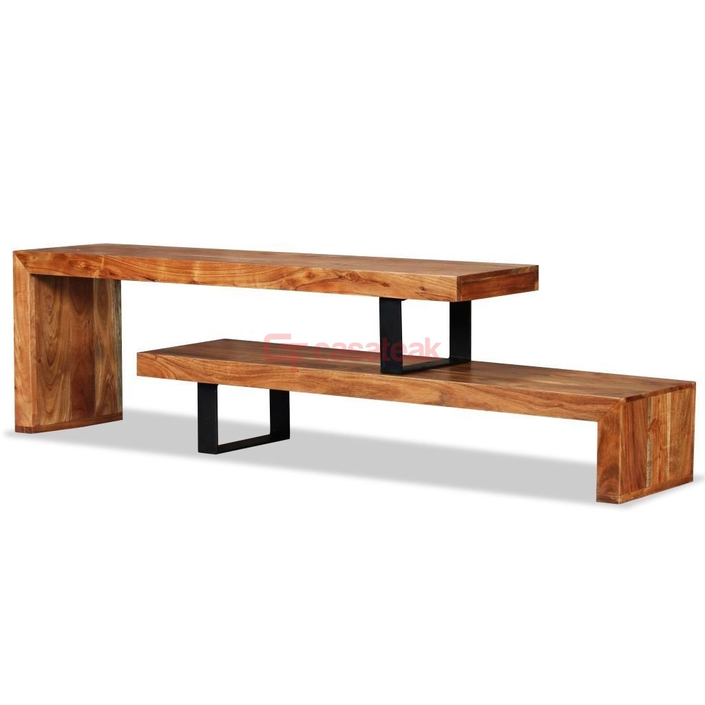 Extendable tv console is made of solid Teak wood, wooden