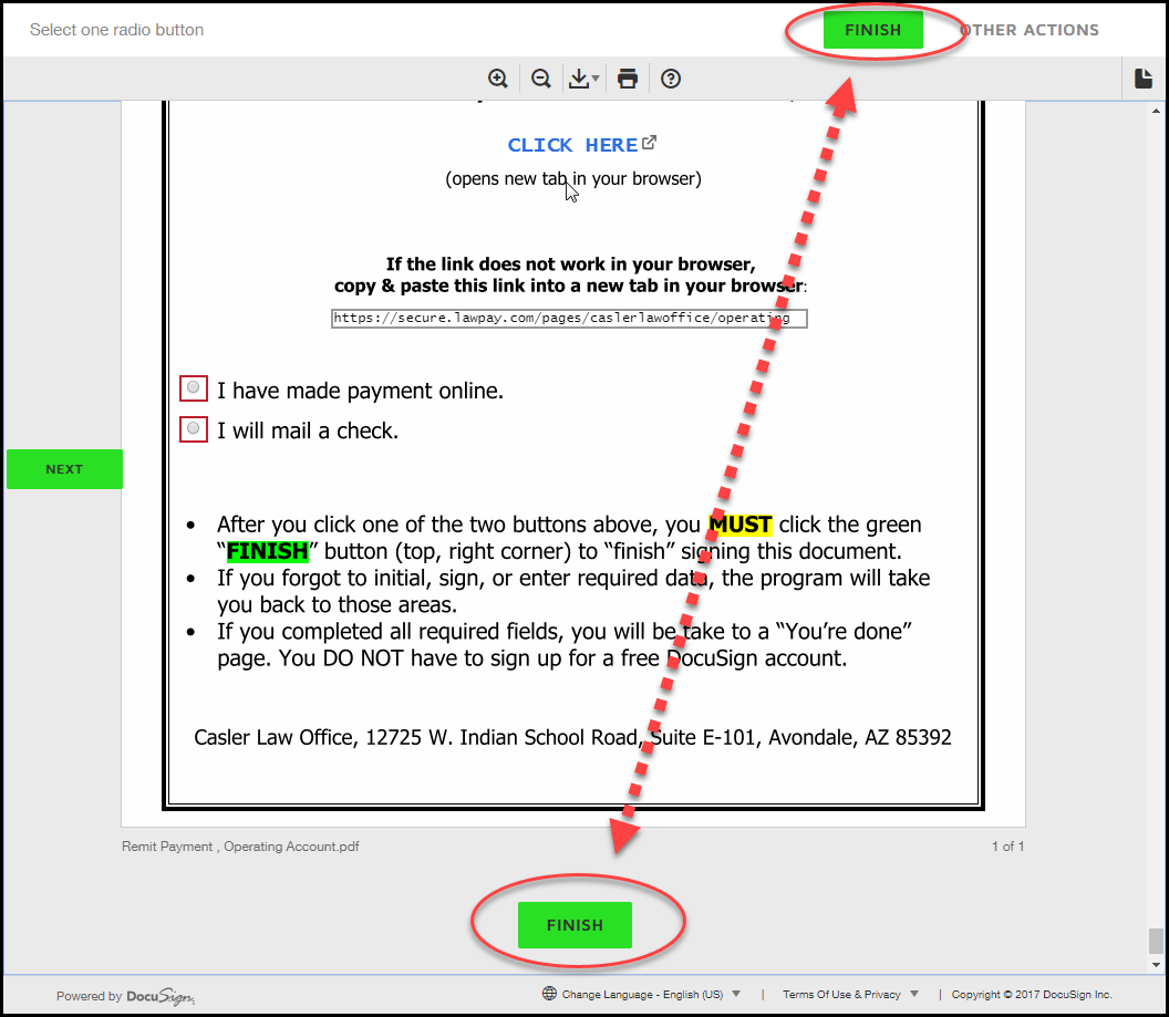How to Digitally Sign the DocuSign Retainer/Fee Agreement Casler Law