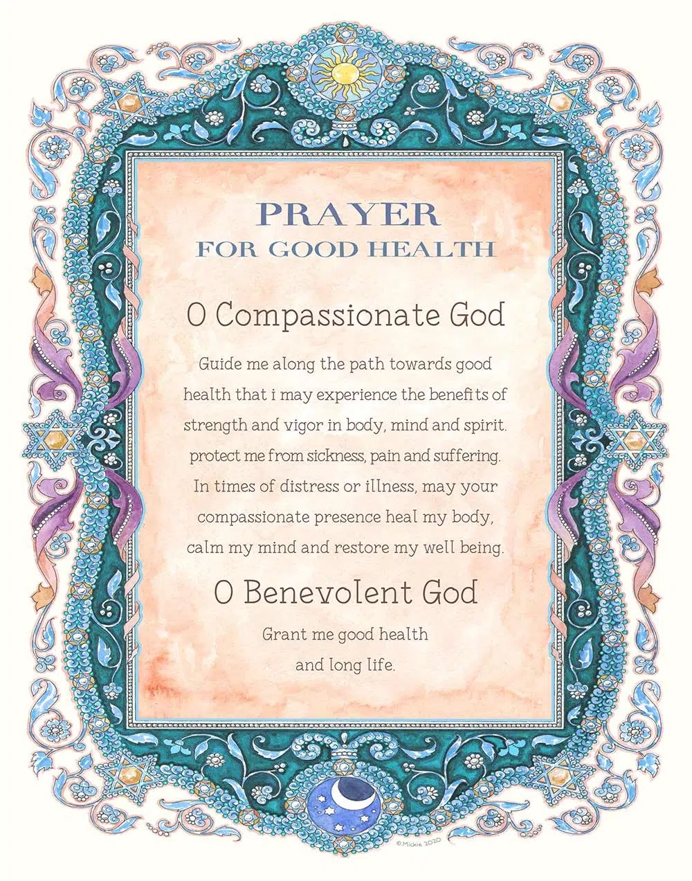 Prayer for Good Health Parchment Fine Art Giclee Print by Mickie Caspi