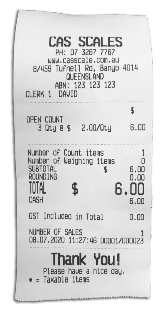 CAS CT100 Receipt Printing Scale CAS Scales Australia