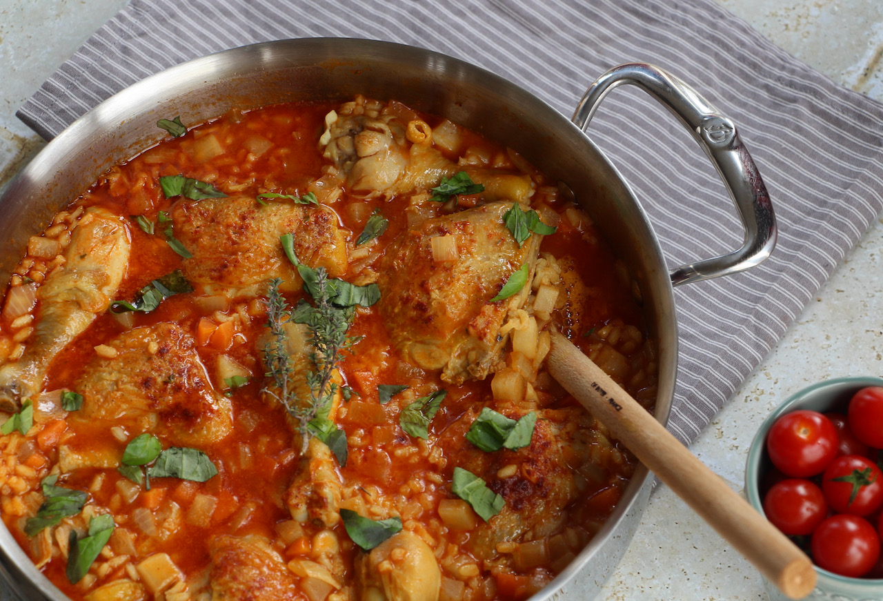 Casserole de Poulet et Risotto à la Tomate Casserole & Chocolat