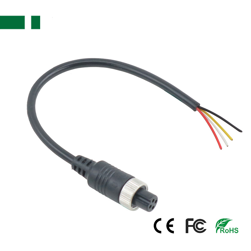4Pin Aviation Female Plug Video Cable M12 for Car Camera
