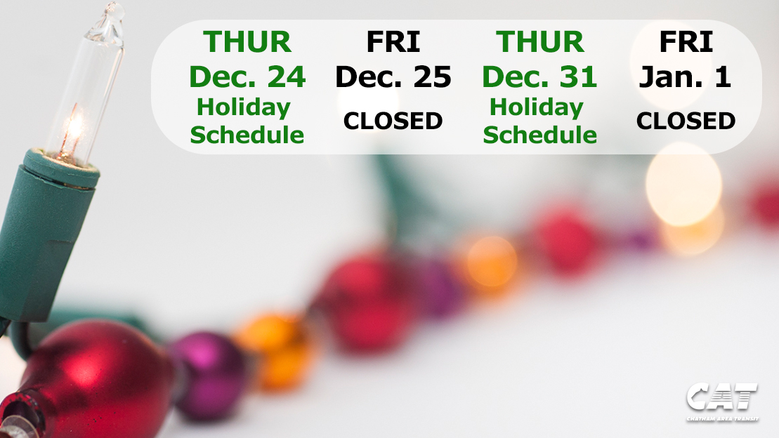 Maetrolink Schedule Christmas 2023 From Lax Holiday Operating Schedule Chatham Area Transit (CAT)