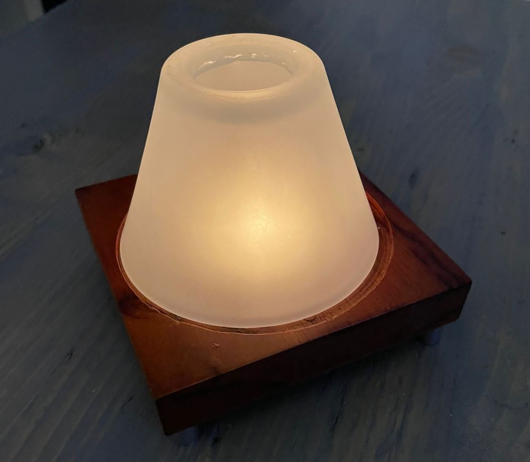 Frosted Glass with Wooden Base Tealight Candle Holder