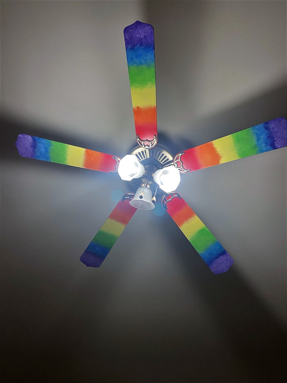 Unique Rainbow Ceiling Fan Revamp for your Color Loving Kids