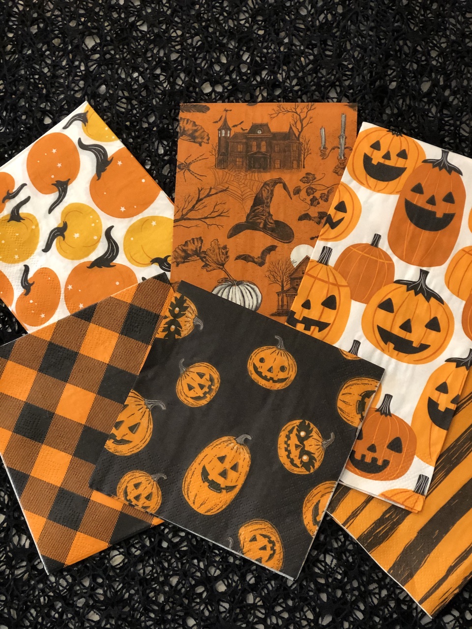 Halloween napkin Mod Podge bottles CATHIE FILIAN's Handmade Happy Hour