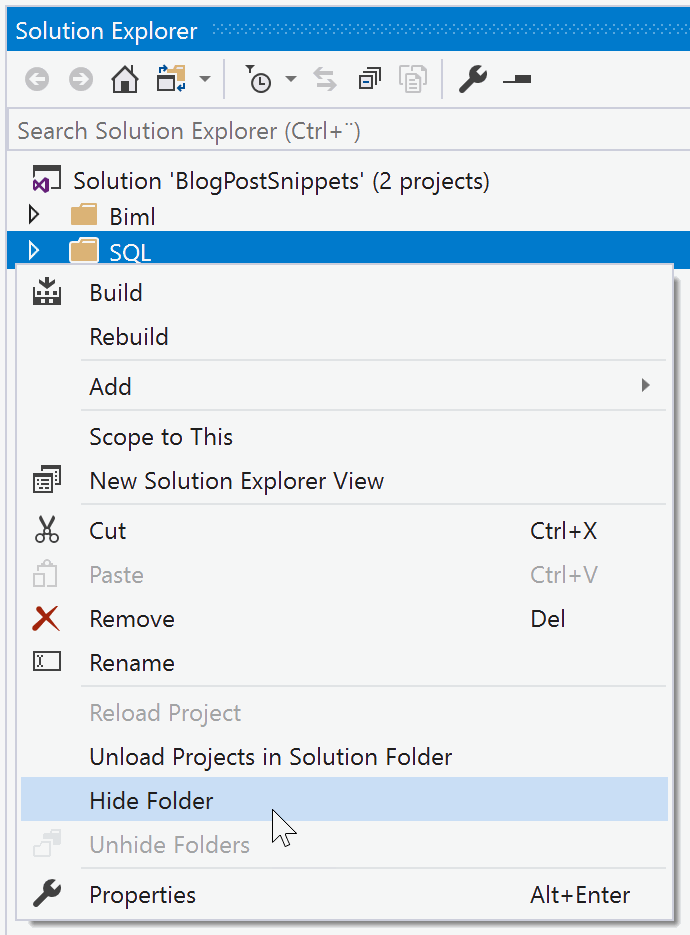 Visual Studio Solution Folder Structure
