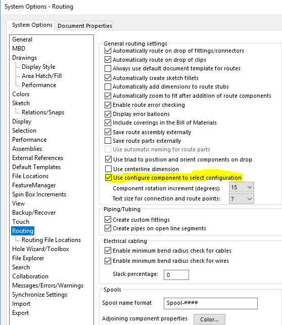 SOLIDWORKS 2019 What’s New Configuring Routing Components