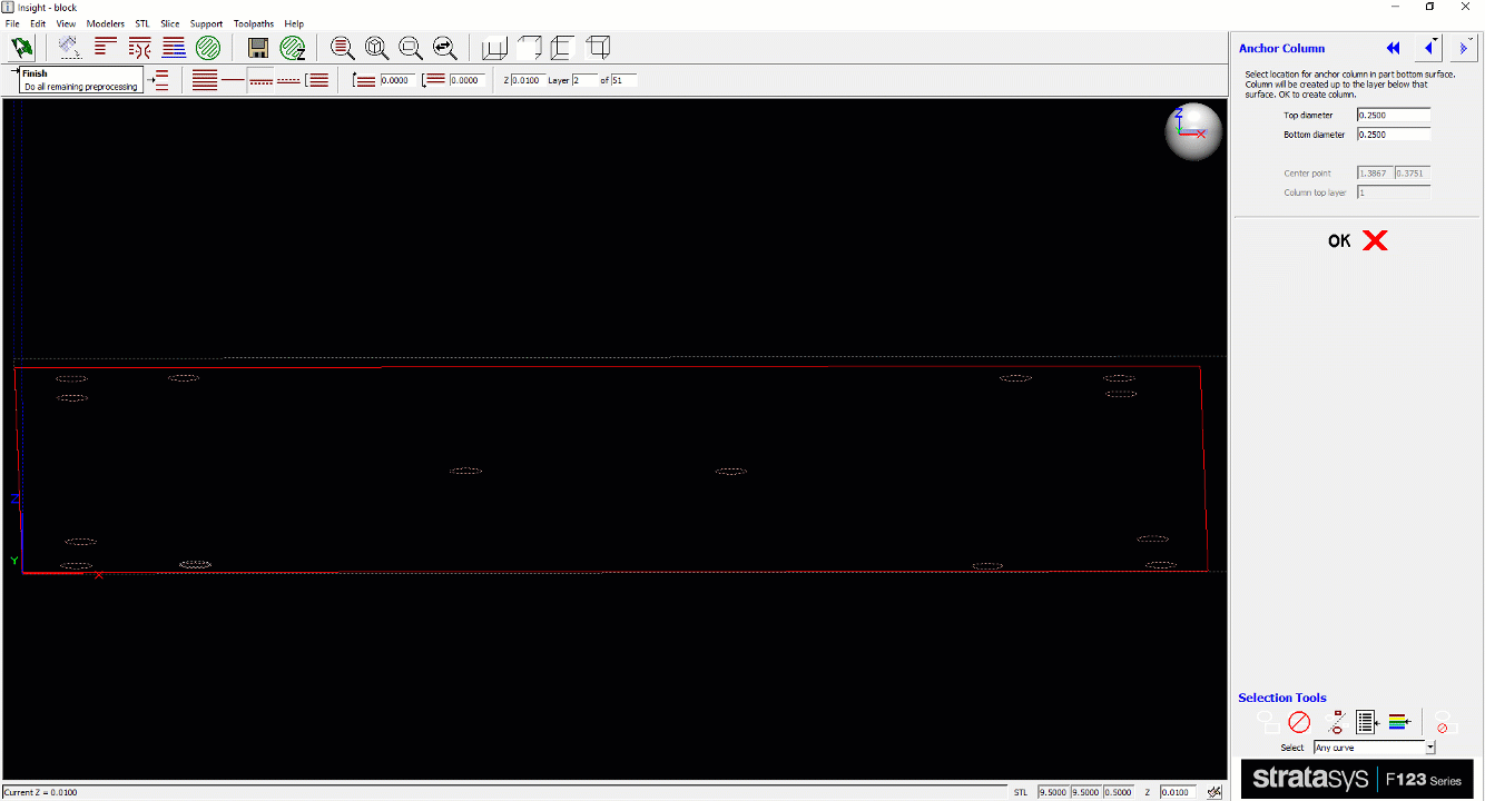 Preventing Large Part Curling Using Insight 3D Printing software