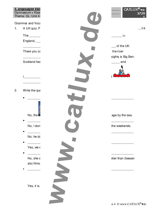 Schulaufgabe/Klassenarbeit Englisch angesagter kleiner