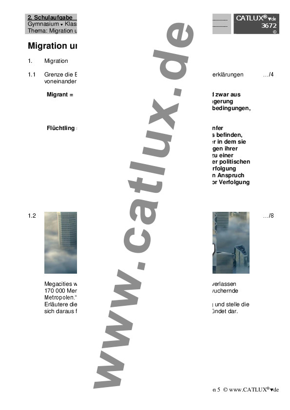 Schulaufgabe Geographie 2. Schulaufgabe für die Oberstufe im Fach