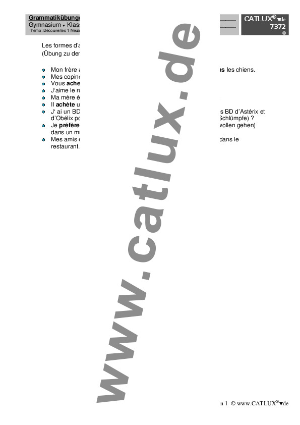 Grammatikübungen Französisch Grammatikübungen Découvertes 1 Neuausgabe