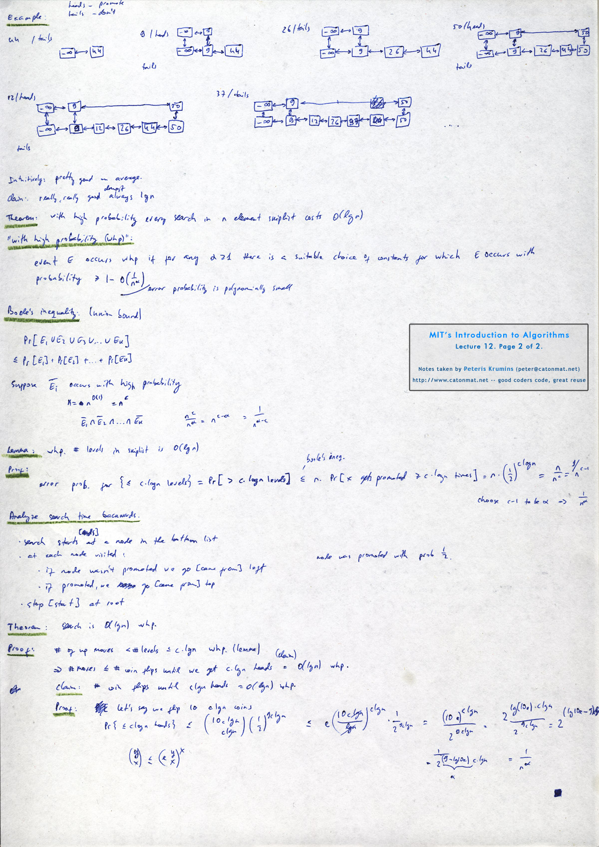 MIT�s Introduction to Algorithms, Lecture 12 Skip Lists