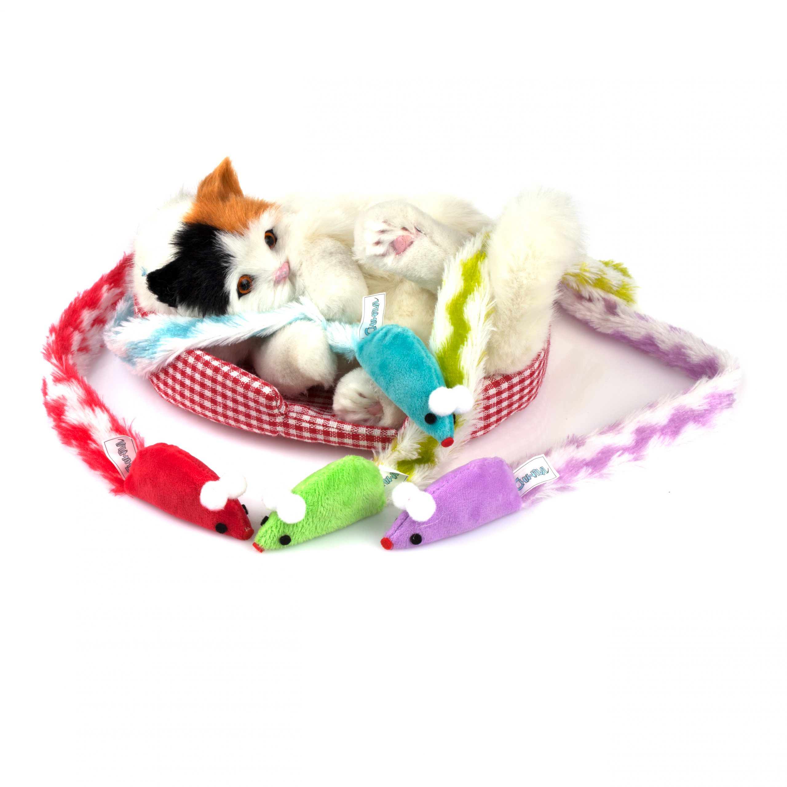 Chiwava 4 Packs 15 Inch Long Soft Plush Cat Toys Mice with