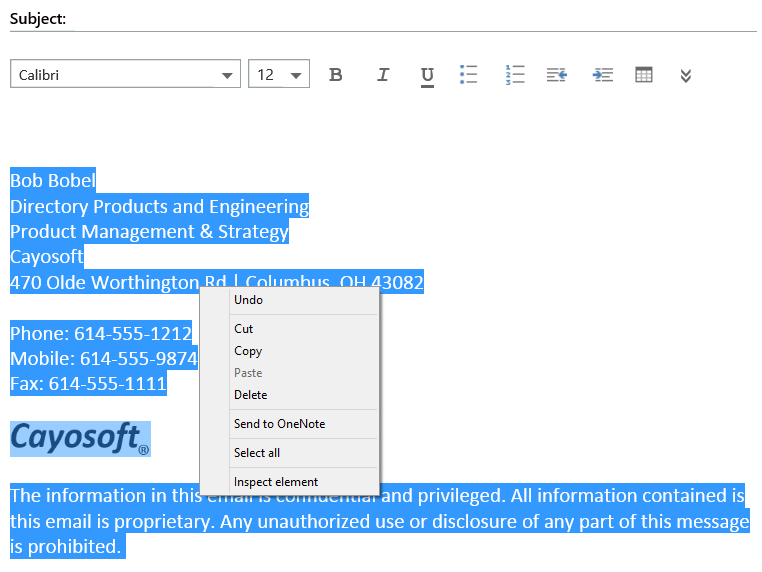 How to Copy the Office 365 Signature to Outlook Client Cayosoft