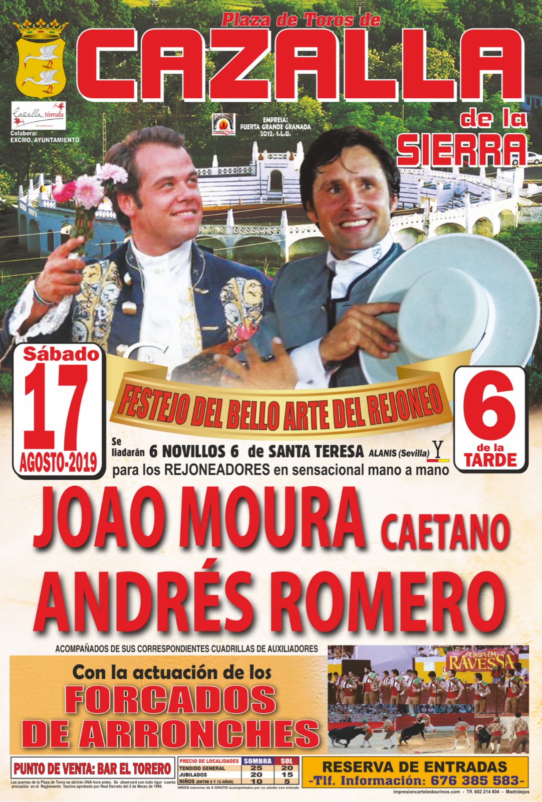 FESTEJO DE REJONEO PLAZA DE TOROS DE CAZALLA DE LA SIERRA Cazalla de