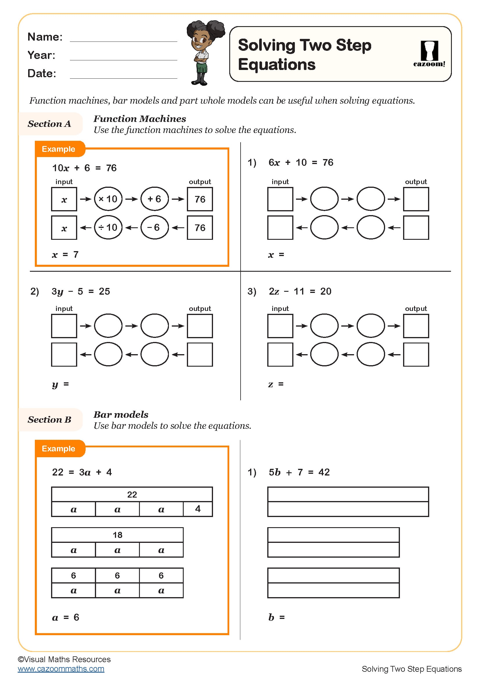 Two Step Equations Worksheet Key Equations (2 Step), Free PDF Download