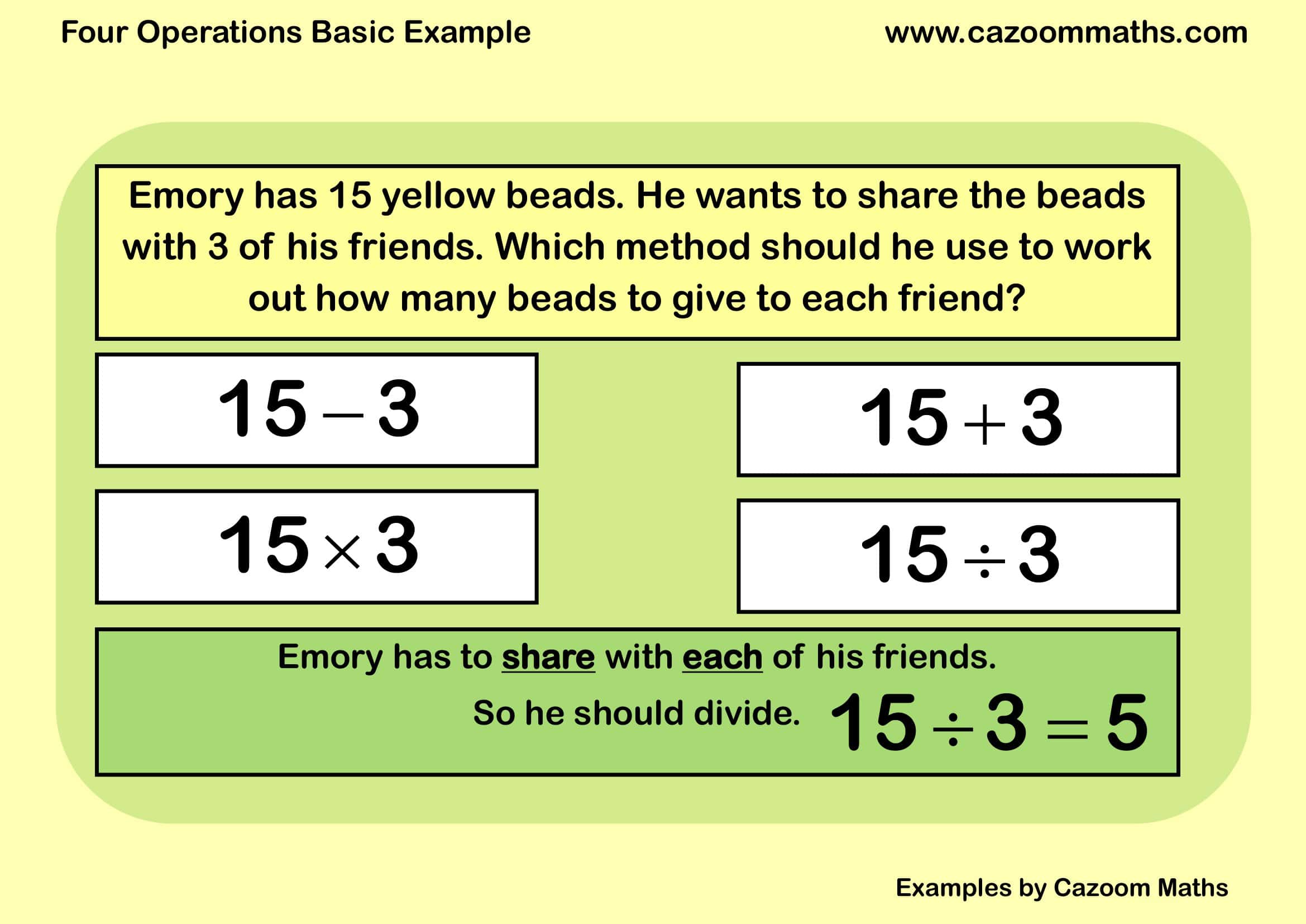 Four Operations Basic Example FREE Teaching Resources
