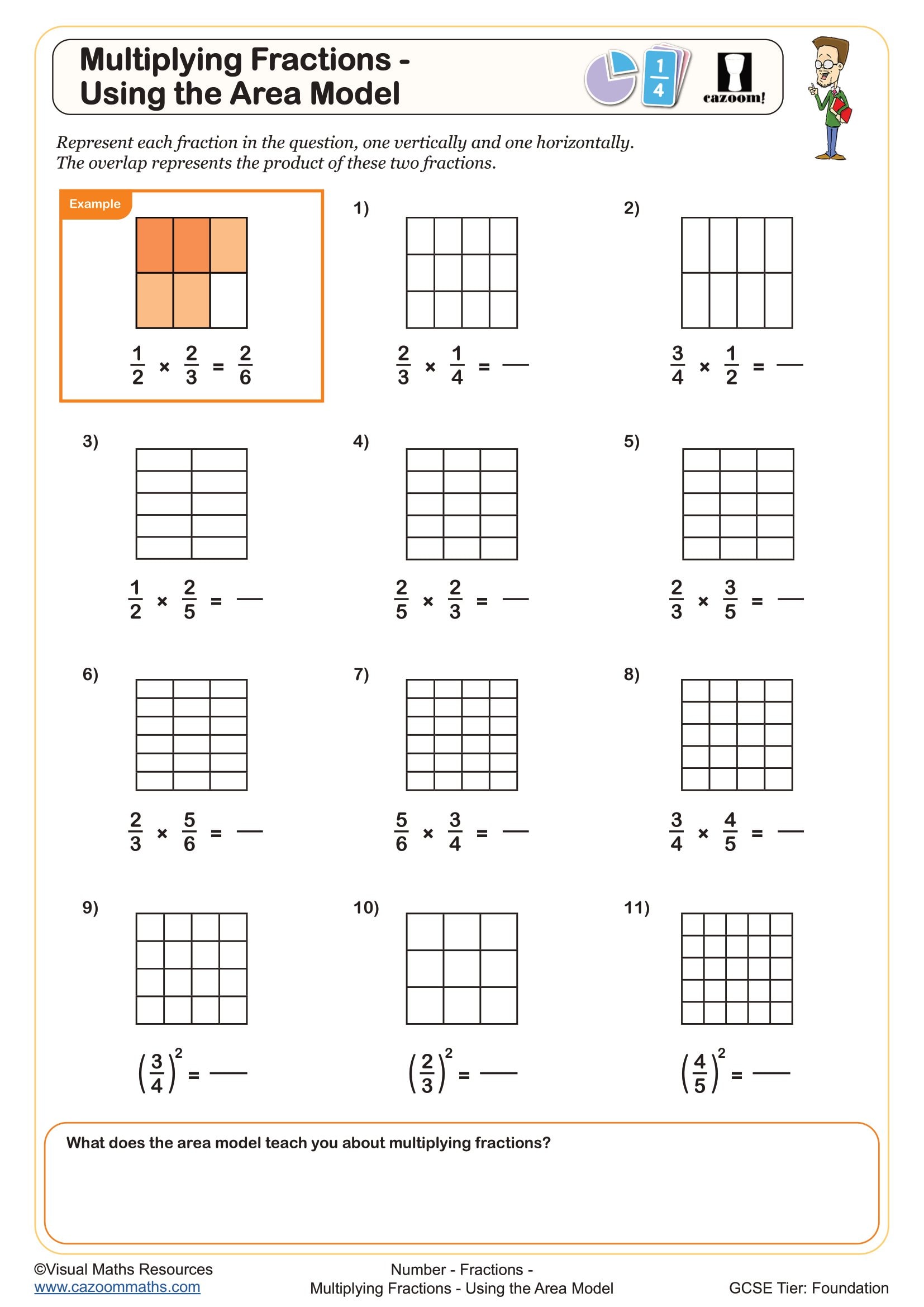 Multiplying Fractions Using Area Models Worksheet | Fun and Engaging
