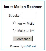 km ⇔ Meilen umrechnen | CB500.net