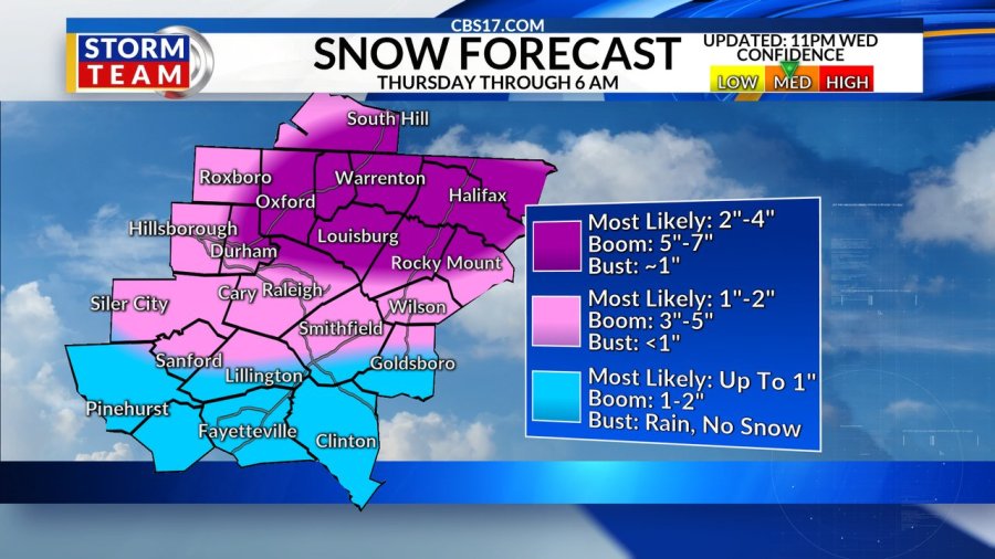 Snow falls across central NC overnight, 3″+ reported in some areas CBS 17