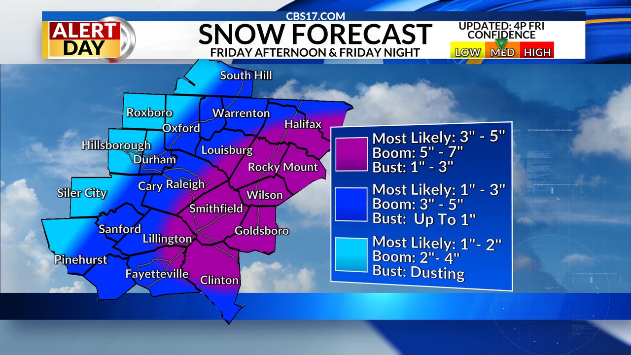 Friday snow timeline When will it snow in the Raleigh area? CBS 17