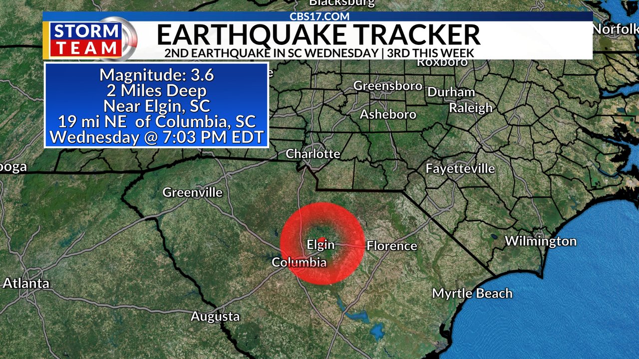 BREAKING 2nd earthquake of day hits South Carolina CBS 17
