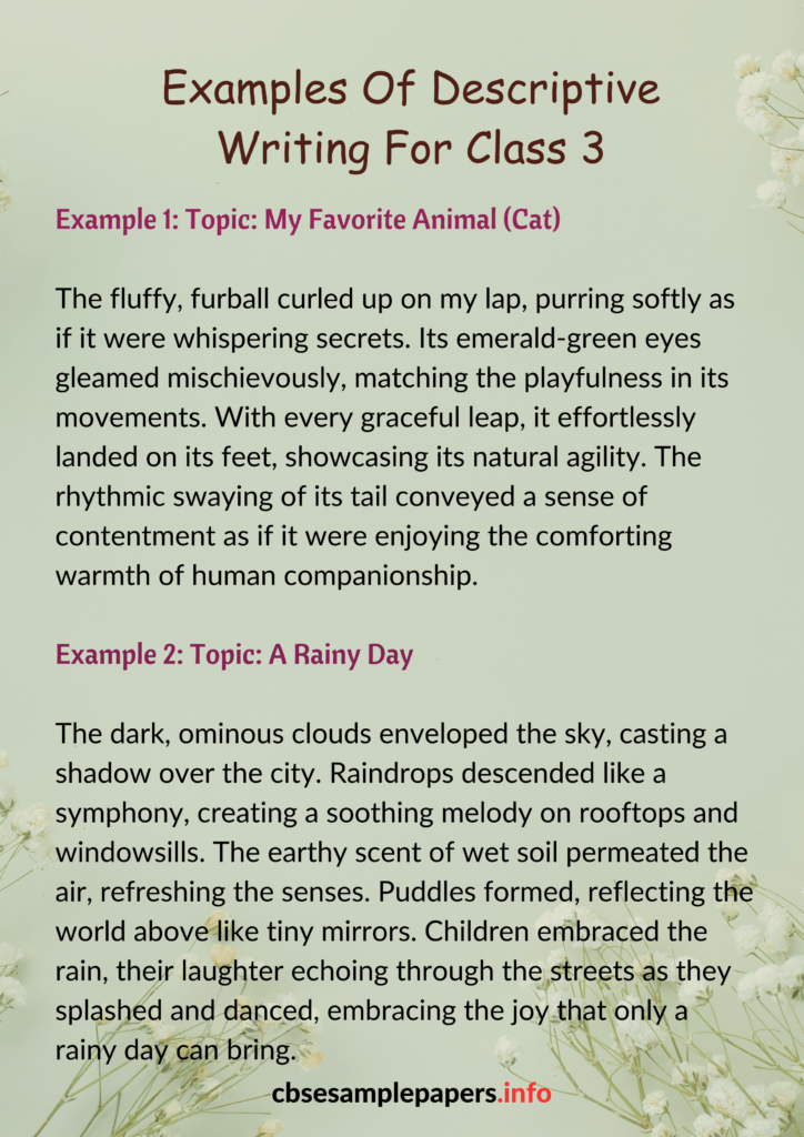 Descriptive Writing For Class 3 Format, Topics, Examples, Exercises