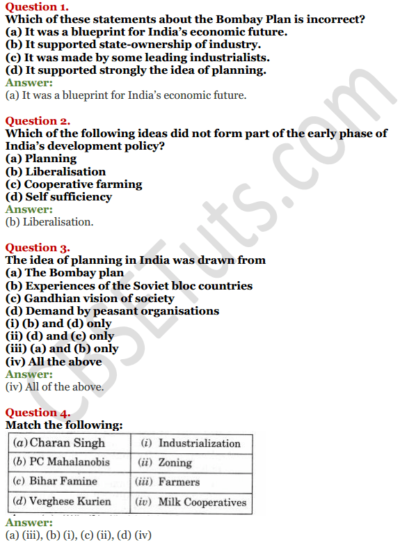 NCERT Solutions for Class 12 Political Science Chapter 3 Politics of Planned Development CBSE Tuts