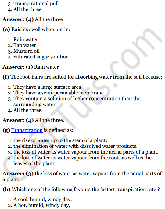 Selina Concise Biology Class 8 ICSE Solutions Chapter 1 Transportation in Plants 2