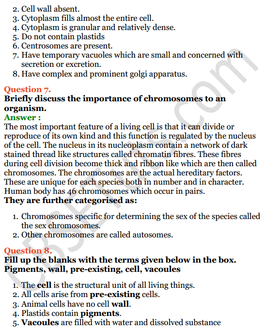 Selina Concise Biology Class 6 ICSE Solutions Chapter 3 Cell - The Structure and Functions 5