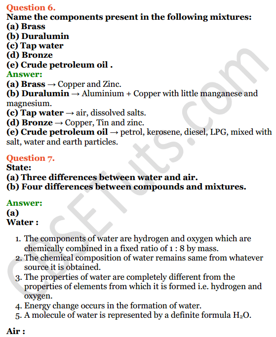 Selina Concise Chemistry Class 6 ICSE Solutions Chapter 5 Pure Substances and Mixtures; Separation of Mixtures 4